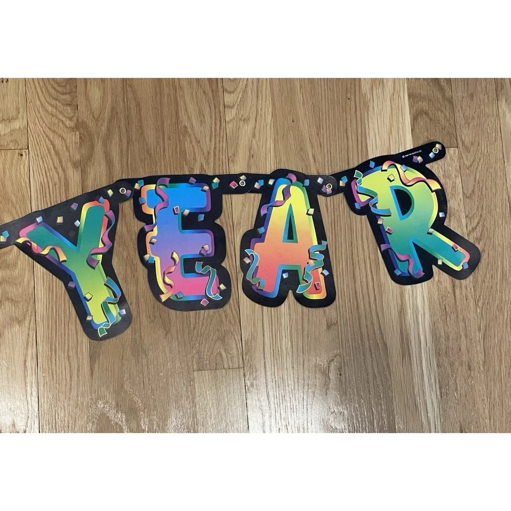 Vintage Beistle Happy New Year Hinged Paper Banner Sign Decoration Streamer 1998